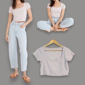 MADEWELL Women's Sz M SOFT SQUARE-SCOOP NECKLINE WESTVILLE CROP T-Shirt